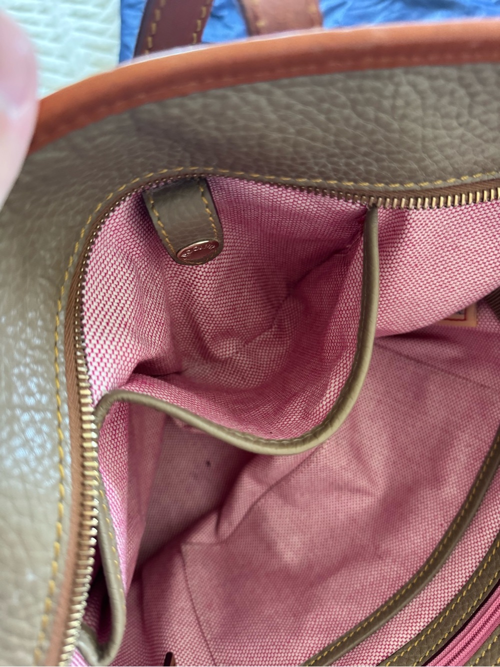 Dooney & Bourke Pebble Grain Gray Brown Tan Tote Bag with Dustbag - Picture 11 of 16